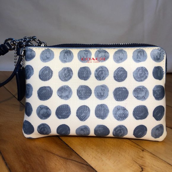 Coach Handbags - Coach Bleecker Leather Polka Dot Wristlet LIKE NEW